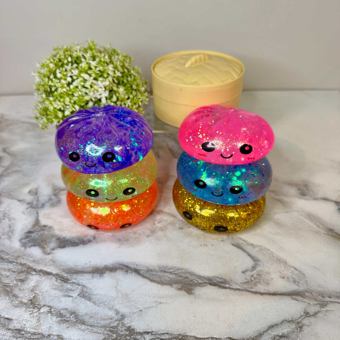Squishy Toy - Viral Dumpling, Slow Rise Glitter - Pink